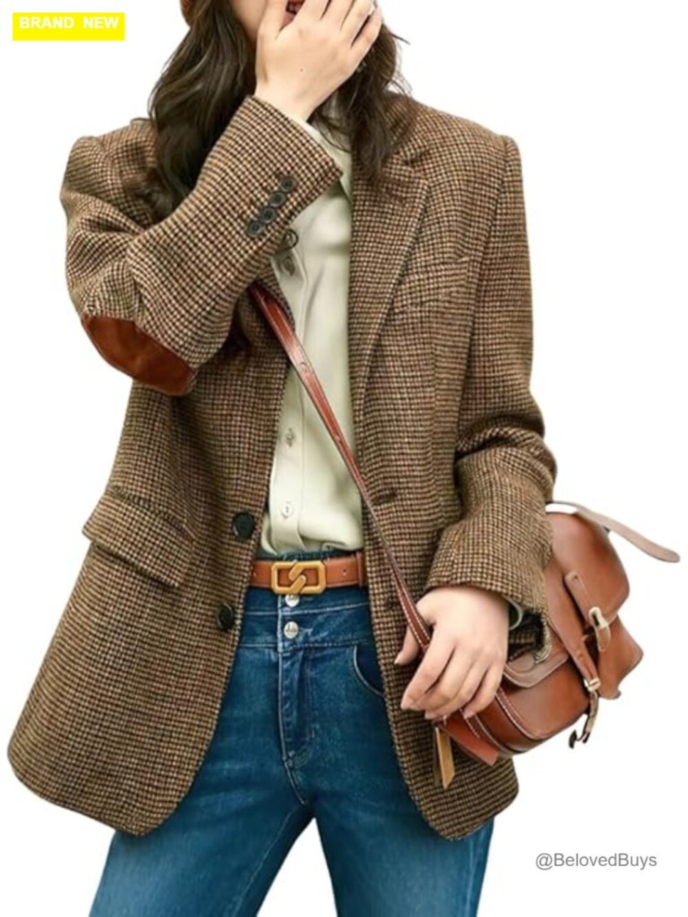 Wool Blend Plaid Blazer Jacket Business Casual Dressy Work Coat